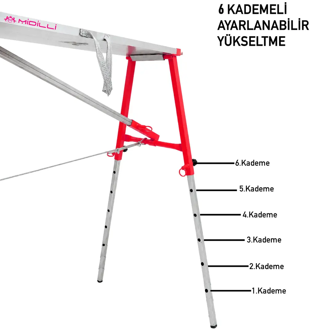 MİDİLLİ Teleskopik İnşaat İskelesi - 36 CM En Serisi (200 CM Uzunluk) - Görsel 5