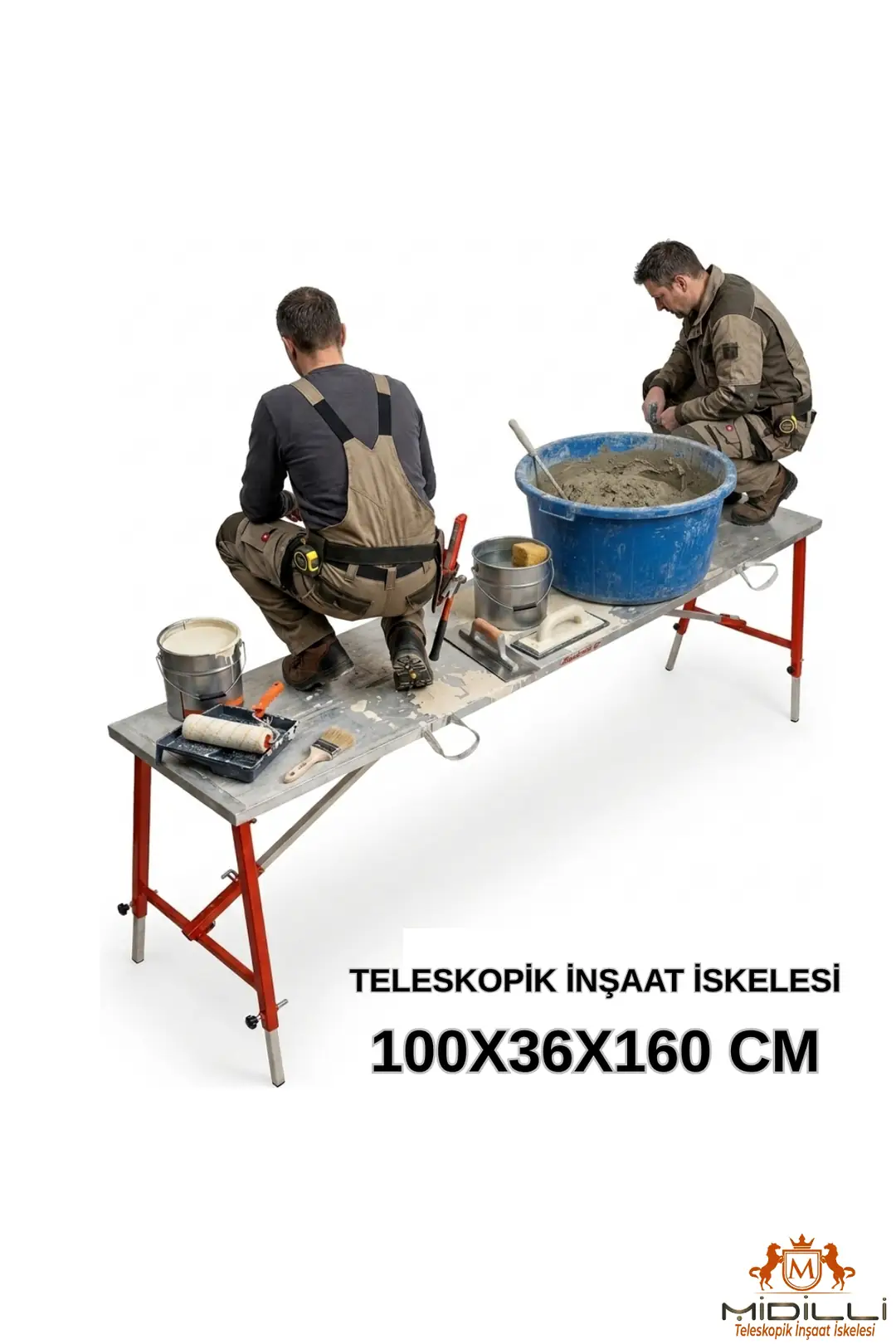 MİDİLLİ Teleskopik İnşaat İskelesi - 36 CM En Serisi (160 CM Uzunluk) - Görsel 10