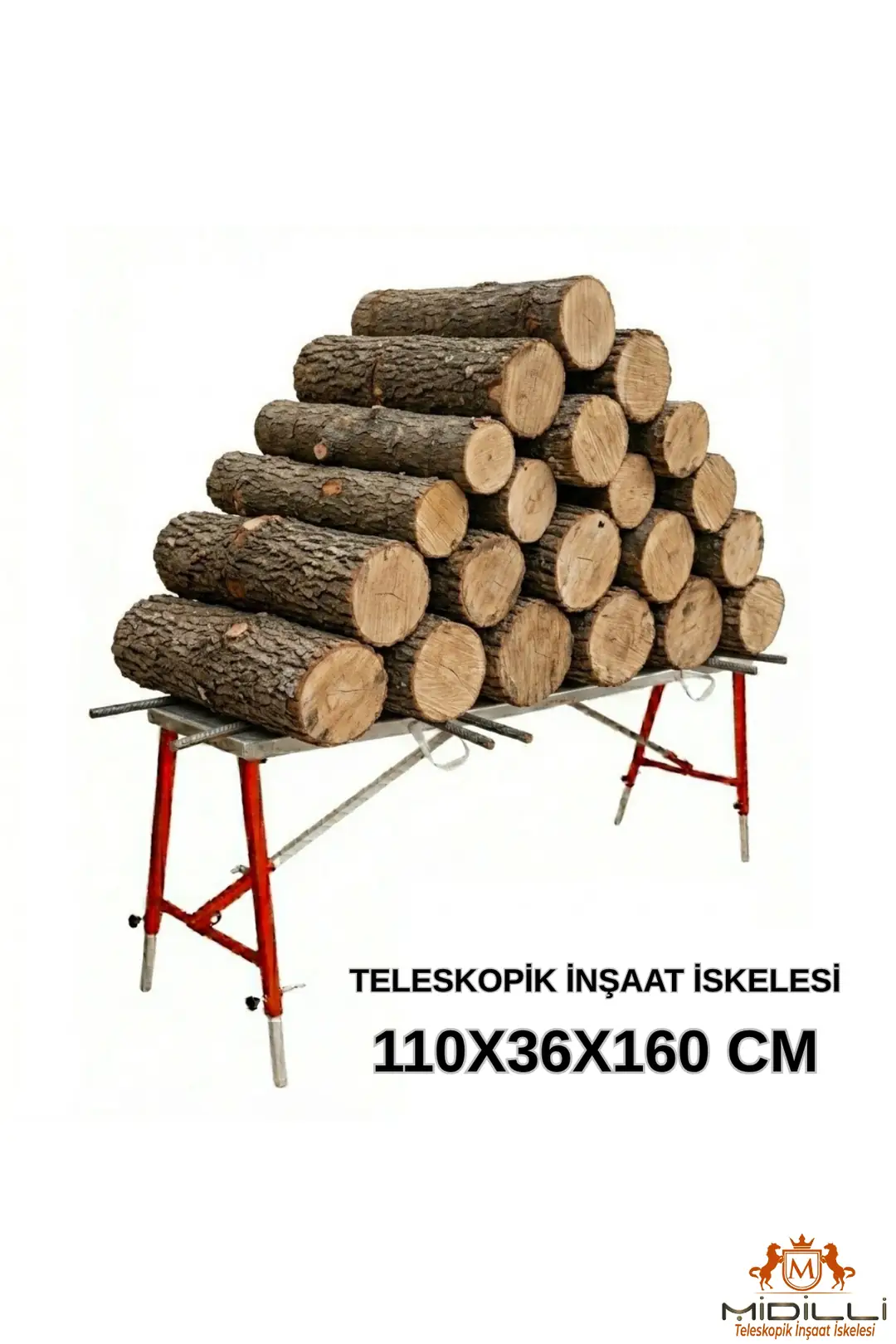 MİDİLLİ Teleskopik İnşaat İskelesi - 36 CM En Serisi (160 CM Uzunluk) - Görsel 10