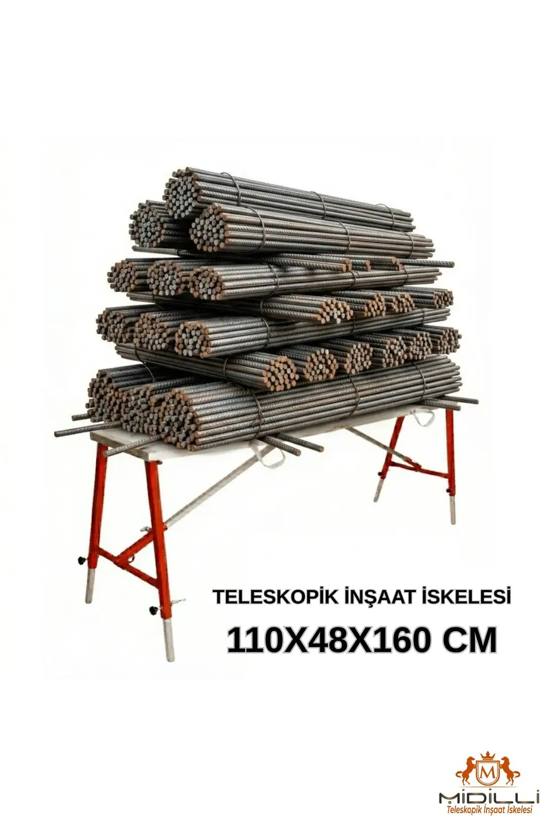 MİDİLLİ Teleskopik İnşaat İskelesi - 48 CM En Serisi (160 CM Uzunluk) - Görsel 10