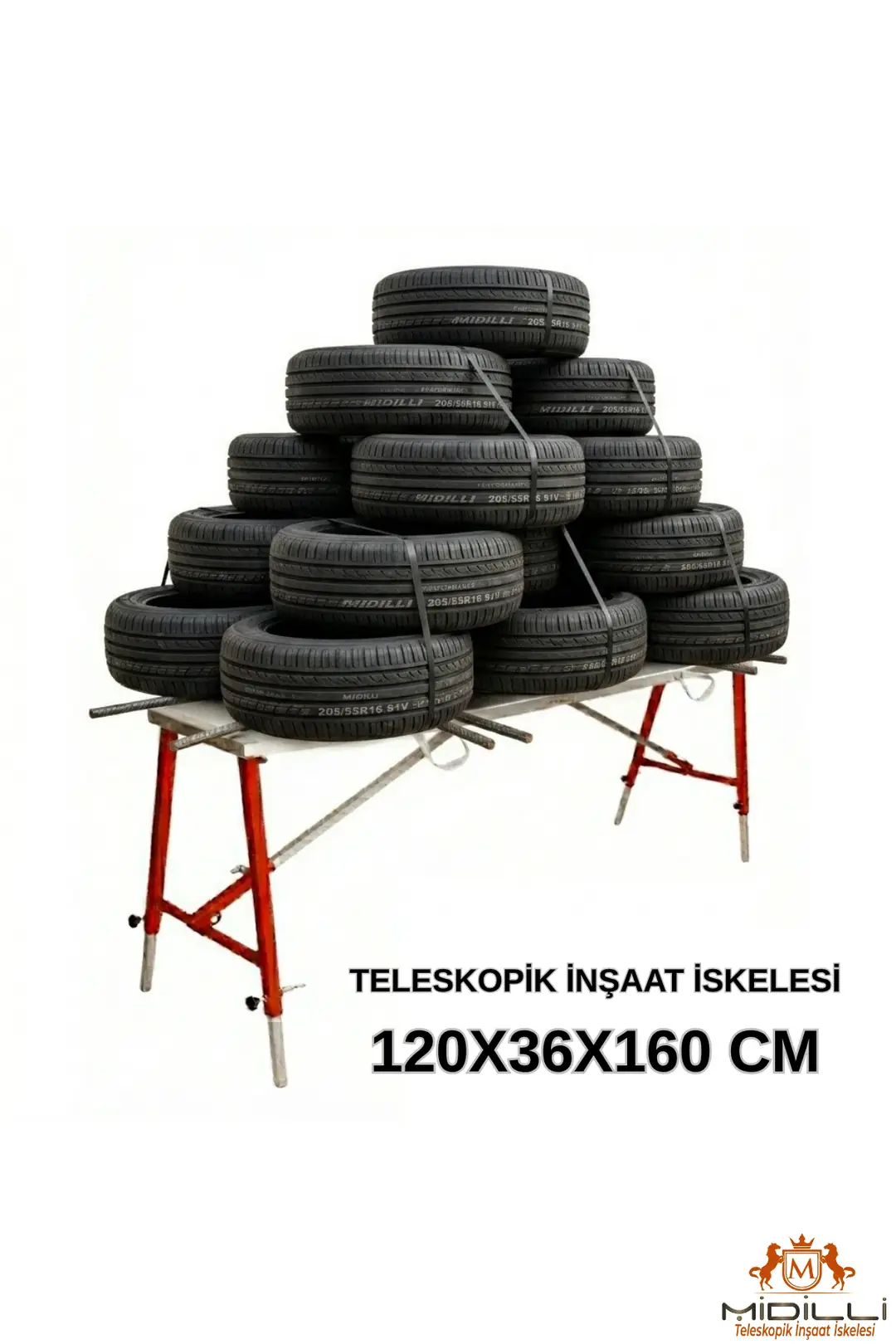 MİDİLLİ Teleskopik İnşaat İskelesi - 36 CM En Serisi (160 CM Uzunluk) - Görsel 10