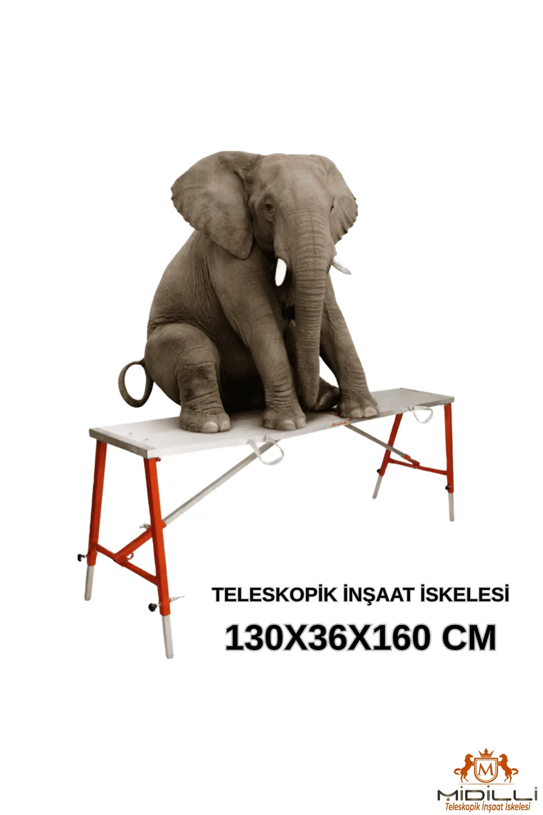 MİDİLLİ Teleskopik İnşaat İskelesi - 36 CM En Serisi (160 CM Uzunluk) - Görsel 10