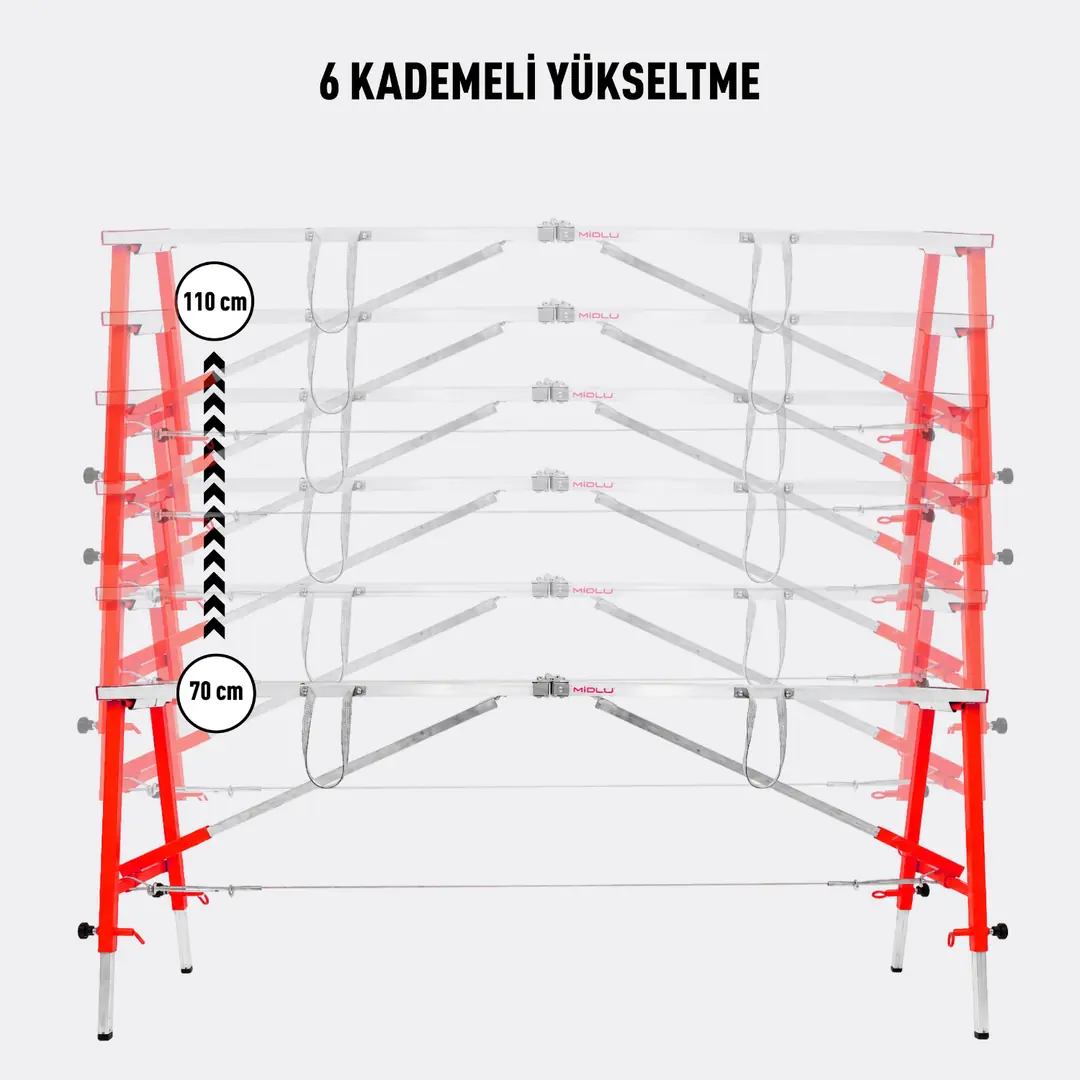 MİDİLLİ Teleskopik İnşaat İskelesi - 36 CM En Serisi (160 CM Uzunluk) - Görsel 4