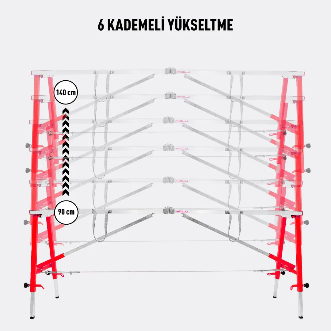 MİDİLLİ Teleskopik İnşaat İskelesi - 48 CM En Serisi (160 CM Uzunluk) - Görsel 4