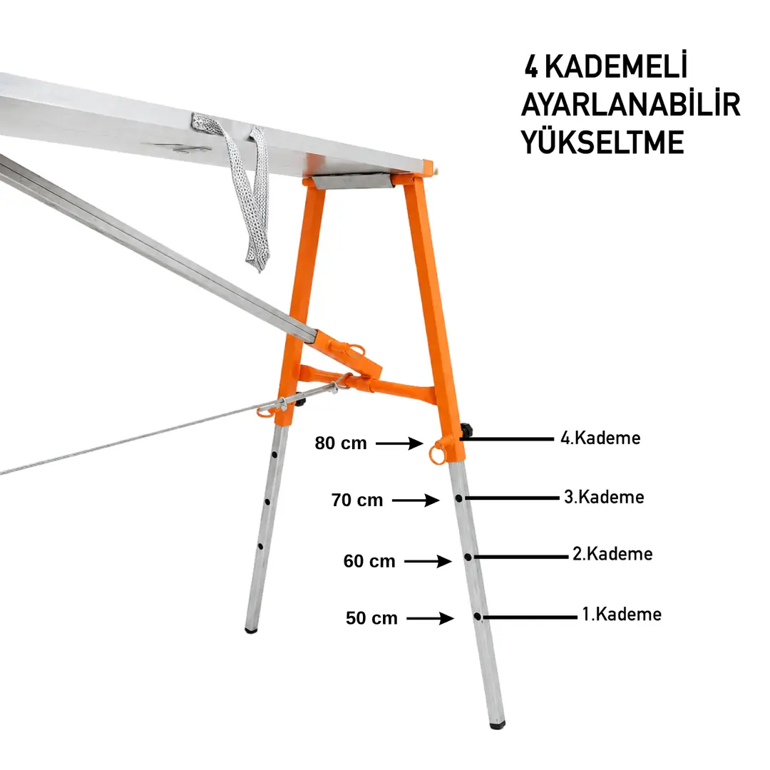 MİDİLLİ Teleskopik Katlanır İnşaat İskelesi - 80X24X100CM - Görsel 3
