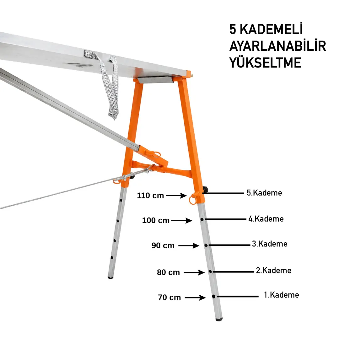 MİDİLLİ Teleskopik Katlanır İnşaat İskelesi - 110X48X160CM - Görsel 3