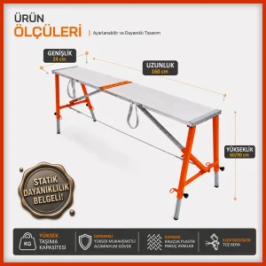 MİDİLLİ Teleskopik Katlanır İnşaat İskelesi - 90X24X160CM
