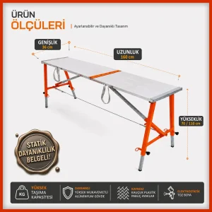 MİDİLLİ Teleskopik Katlanır İnşaat İskelesi - 110X36X160CM