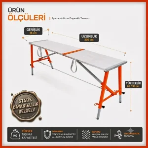 MİDİLLİ Teleskopik Katlanır İnşaat İskelesi - 90X36X200CM