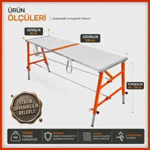 MİDİLLİ Teleskopik Katlanır İnşaat İskelesi - 100X48X160CM