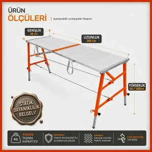 MİDİLLİ Teleskopik Katlanır İnşaat İskelesi - 100X48X200CM